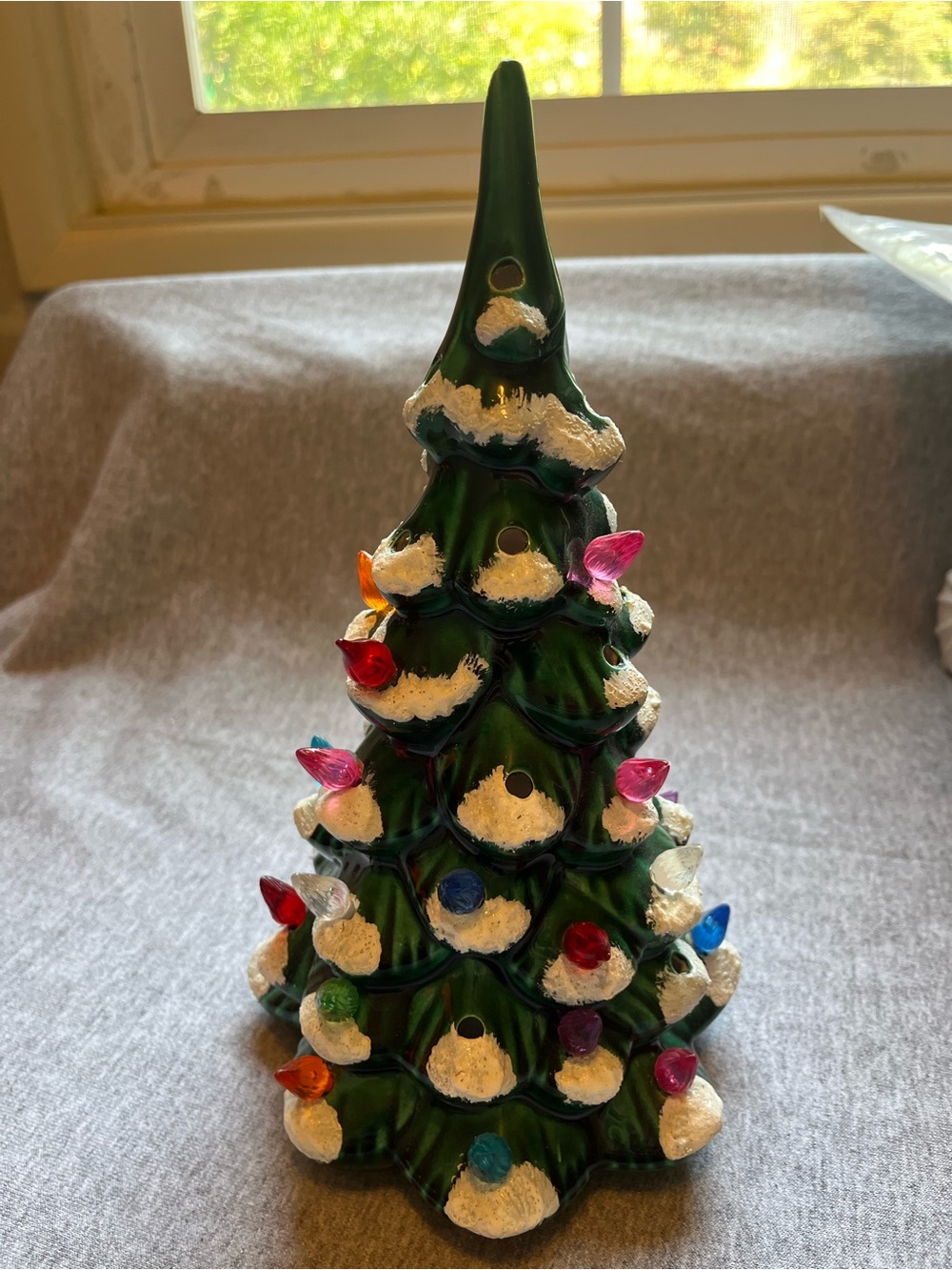 Ceramic Christmas tree  Vintage 10” inches High - NO BASE MISSING SOME BULBS